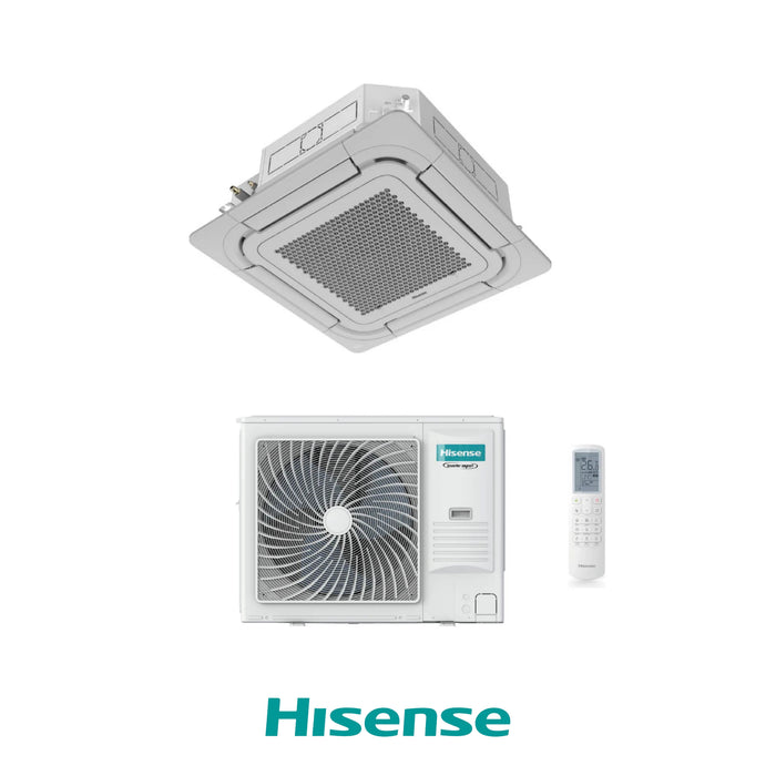 HISENSE CONDIZIONATORE CASSETTA A 4 VIE SET 42000 BTU AUC125UR4RKC8 TRIFASE 90X90 FLUSSO CIRCOLARE R32 TURBO INVERTER A++